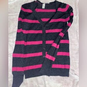 DC Pink and Gray Striped Cardigan